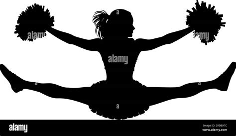 Cheerleader woman jumping silhouette. Vector illustration Stock Vector ...