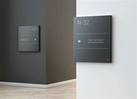 Free Wall Wayfinding Signage Mockup PSD - Good Mockups