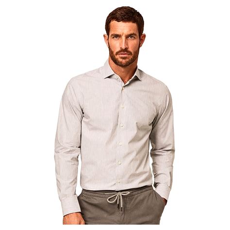 Hackett Melange Selvedge Long Sleeve Shirt Grey Dressinn