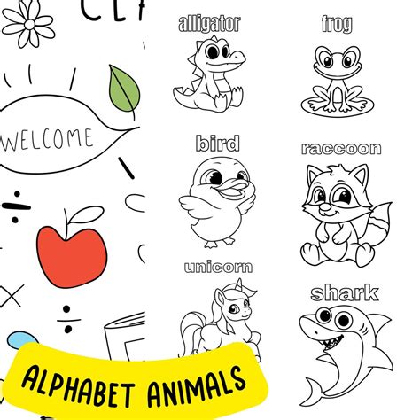 Alphabet Animal Coloring Pages, Printable Coloring Sheets, Coloring ...