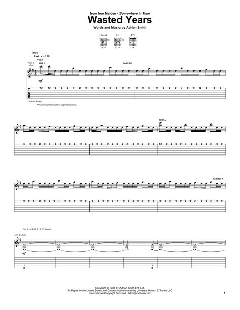 Wasted Years by Iron Maiden - Guitar Tab - Guitar Instructor