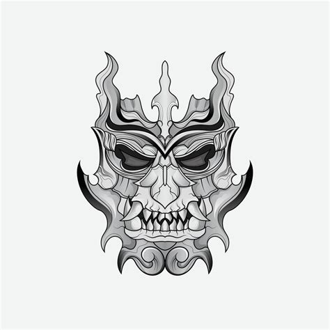 Shinigami mask illustration tattoos Black And White Traditional ...