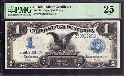 1899 1 SILVER CERTIFICATE BLACK EAGLE FR 230 NAPIER McCLUNG PMG VERY