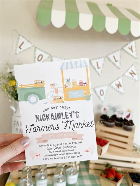 Farmers Market Birthday Party Invitation Printable Or Printed Farm