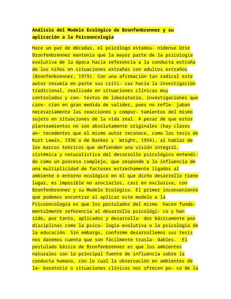 DOCX Análisis del Modelo Ecológico de Bronfenbrenner y su aplicación