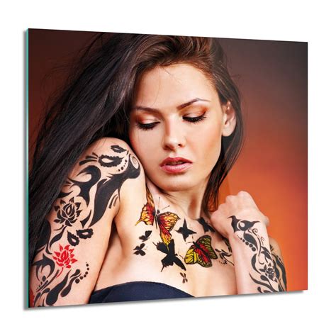 Artprintcave Kobieta Tatua Art Obraz Szklany Cienny X Cm