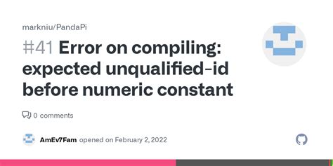 Error On Compiling Expected Unqualified Id Before Numeric Constant