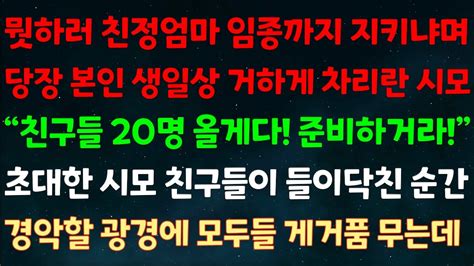 실화사연 뭣하러 친정엄마 임종까지 지키냐며 본인 생일상 차리란 시모 “친구들 20명 올게다 준비해라” 초대한 시모 친구들이