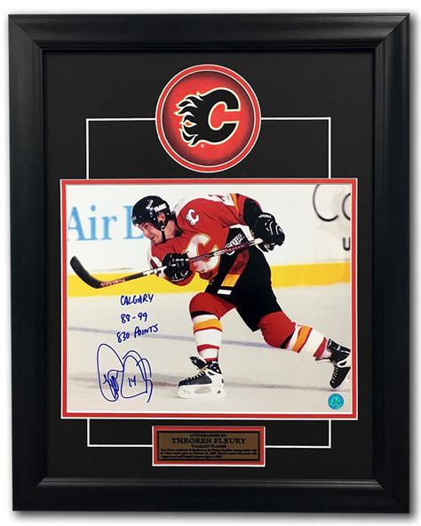 Theo Fleury Calgary Flames Signed And Inscribed Franchise Stats 19x23