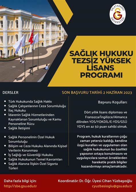 Sa L K Hukuku Tezsiz Y Ksek Lisans Program Duyurusu