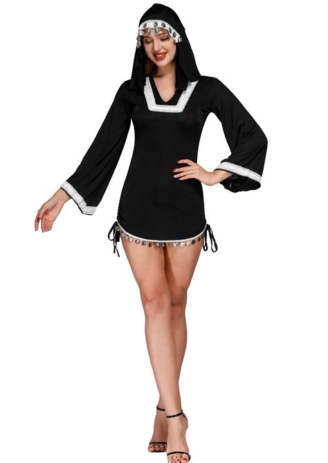 Sequins Dance Dress Sexy Nun Costume Adult Women Cosplay Dress With