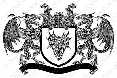 Dragon Heraldic Crest Coat of Arms Shield Emblem | Coat of arms, Art ...