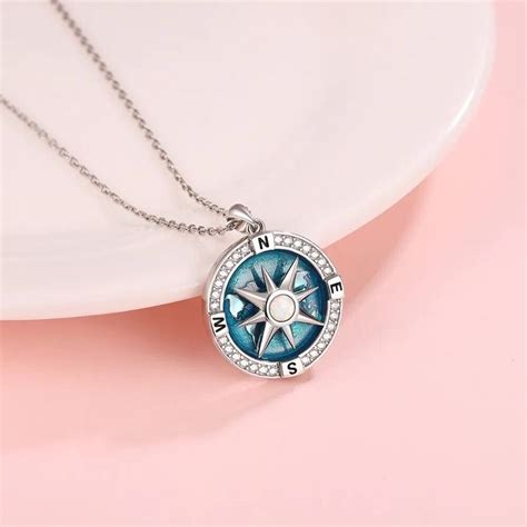 Rotatable Compass Nautical Pendant 925 Sterling Silver Necklace 55cm