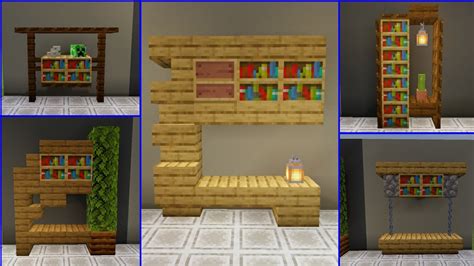 Minecraft : 5 Shelf Design | Tutorial - YouTube