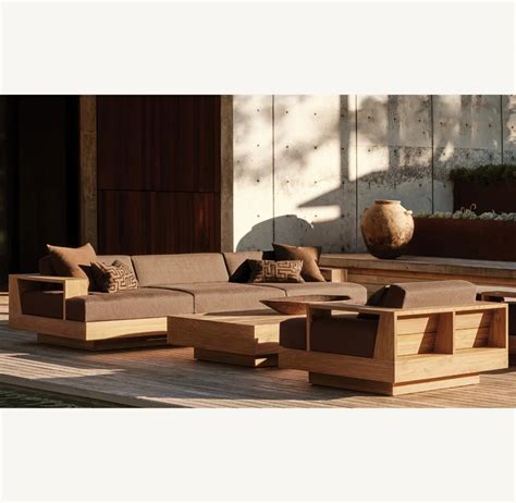 Modern Luxury Patio Natural Teak Furniture Sofa Set Outdoor Solid Teak ...