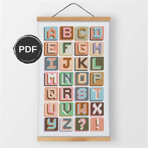 Modern Alphabet Cross Stitch Pattern, Letter Cross Stitch Chart, Tiny ...