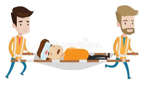 Emergency Doctors Carrying Man On Stretcher Stock Vector