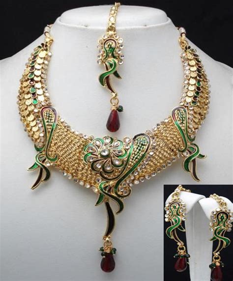 Indian Necklace Set Trisha Scaly Crescent Indian Necklace Set Oz Bling