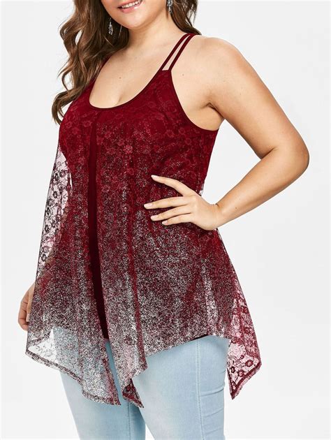 Plus Size Split Glittery Tunic Tank Top Plus Size Tank Tops Tunic