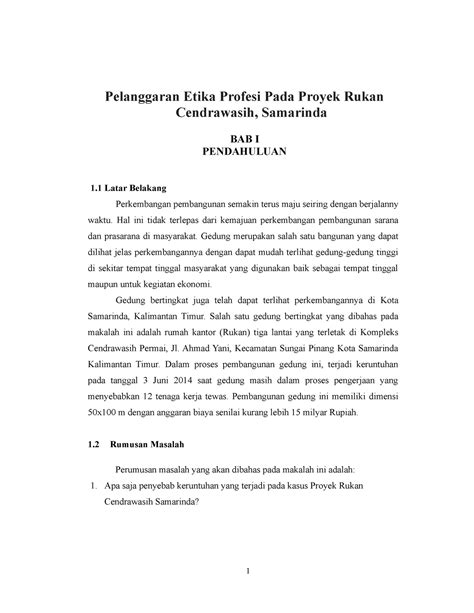 Contoh Pembahasan Pelanggaran Etika Profesi Pada Sebuah Proyek