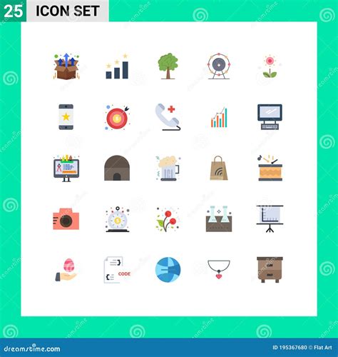 Paquete De 25 Colores Planos Creativos Del Servicio De Flora Vegetal