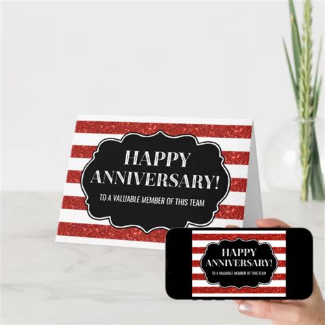 Red Stripes Employee Anniversary Card Zazzle