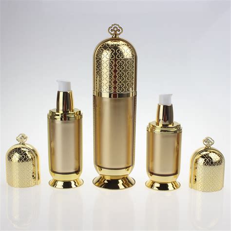 New Empty Acrylic Skincare Gold Plastic Lotion Bottle Plastic Jar For