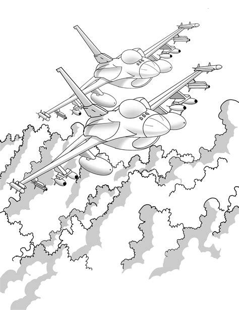 F16 Fighting Falcon Fighter Jet Airplane Greyscale Coloring - Coloring ...