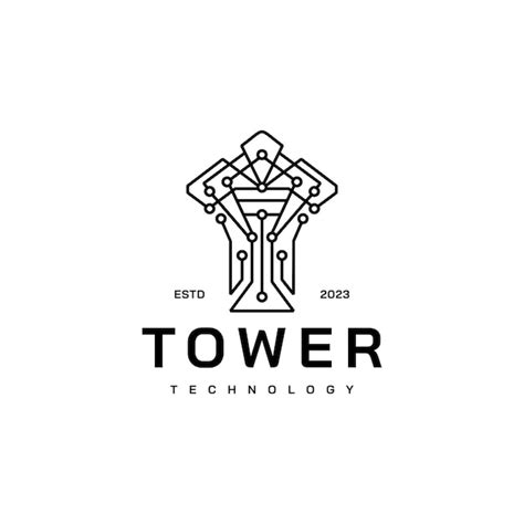 Premium Vector Tech Tower Vintage Logo Design Illustration 2