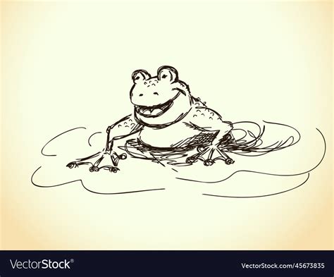 Hand drawn happy frog Royalty Free Vector Image