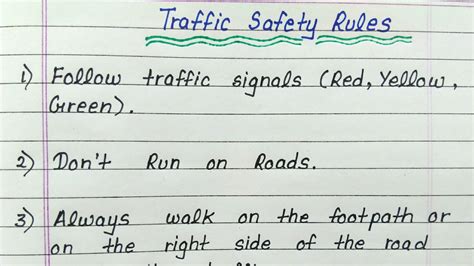 Road Safety Rules In English Traffic Safety Rules English Youtube