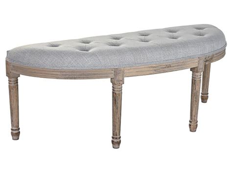 Banquette En Velours Et Bois De Caoutchouc Coloris Gris Clair Naturel