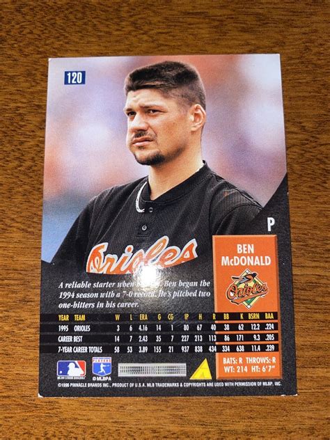 1996 Pinnacle Baseball Card 120 Ben McDonald Baltimore Orioles A6 EBay