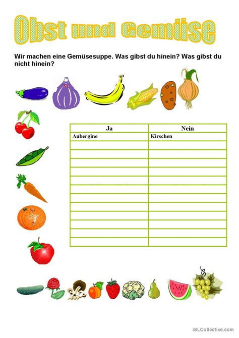 Essen Obst Und Gem Se Aufw Rm Un Deutsch Daf Arbeitsbl Tter Pdf Doc