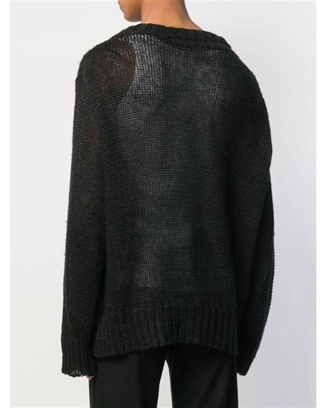 Lyst Ann Demeulemeester Oversized Loose Knit Sweater In Black For Men