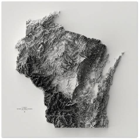 Wisconsin Elevation Map - Etsy