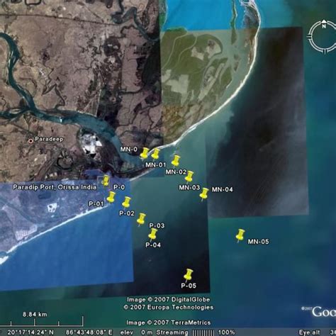 Map Showing Mahanadi Estuary (MN-O), Paradip Coastal (P-01 to P-05) and ...