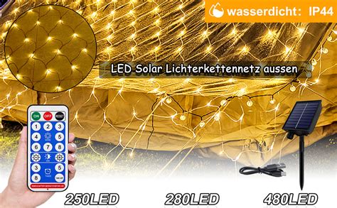 Naizy Solar Lichternetz Aussen X M Leds Lichterkette Warmwei