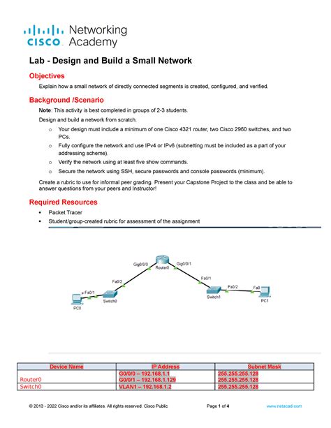 Lab Design And Build A Small Network Objectives Explain How