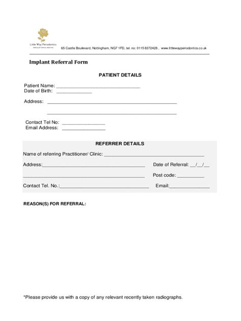 Fillable Online Periodontal Referral Form Plantation Fl Fax Email Print