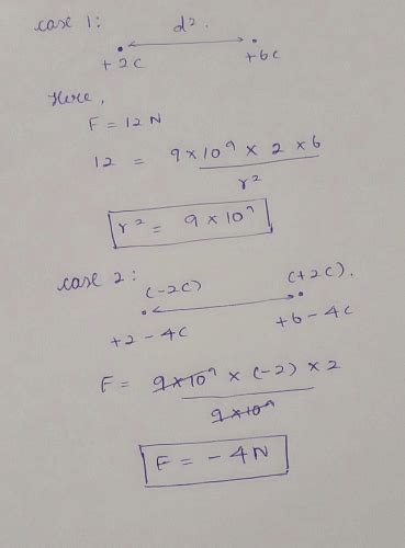 Two Point Charges 2c And 6c Repel Each Other With A Force Of 12n If A