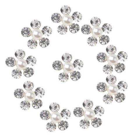 Pieces Pearl Rhinestone Flower Flatback Buttons Embellishments Diy