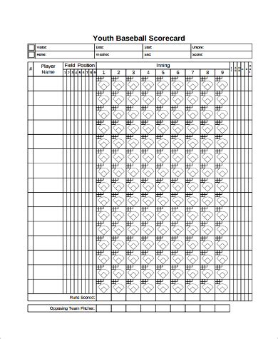 FREE 9+ Sample Baseball Score sheets in MS Word | PDF | Excel