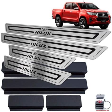 Soleiras Em A O Inox Hilux A Preto Baixo Relevo Jr Parts