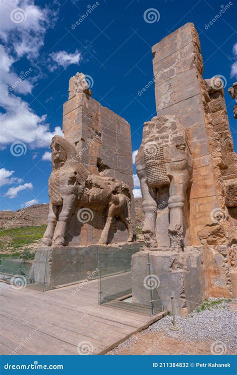 Ruins Statues And Murals Of Ancient Persian City Of Persepolis In Iran