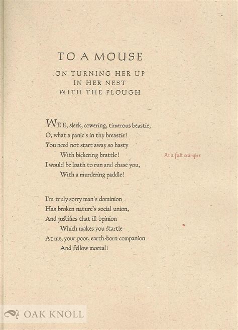 To A Mouse By Robert Burns Goodreads