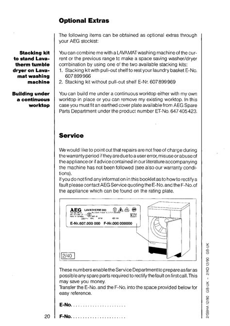 Handleiding AEG Lavatherm 320 Pagina 20 Van 24 Engels