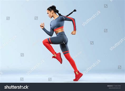 Strong Athletic Women Sprinter Running Wearing Stock Photo 1114513799 | Shutterstock