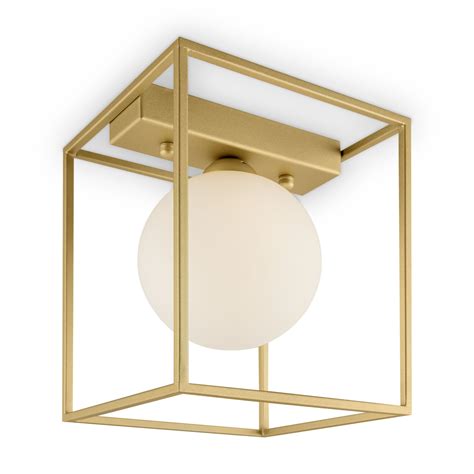 L Mpara De Techo Cubo Metal Dorado Globo Milk G Cod Mundo Led