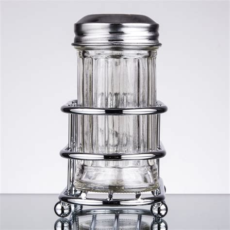 Tablecraft 659n 2 Oz Fluted Glass Condiment Shaker And Rack